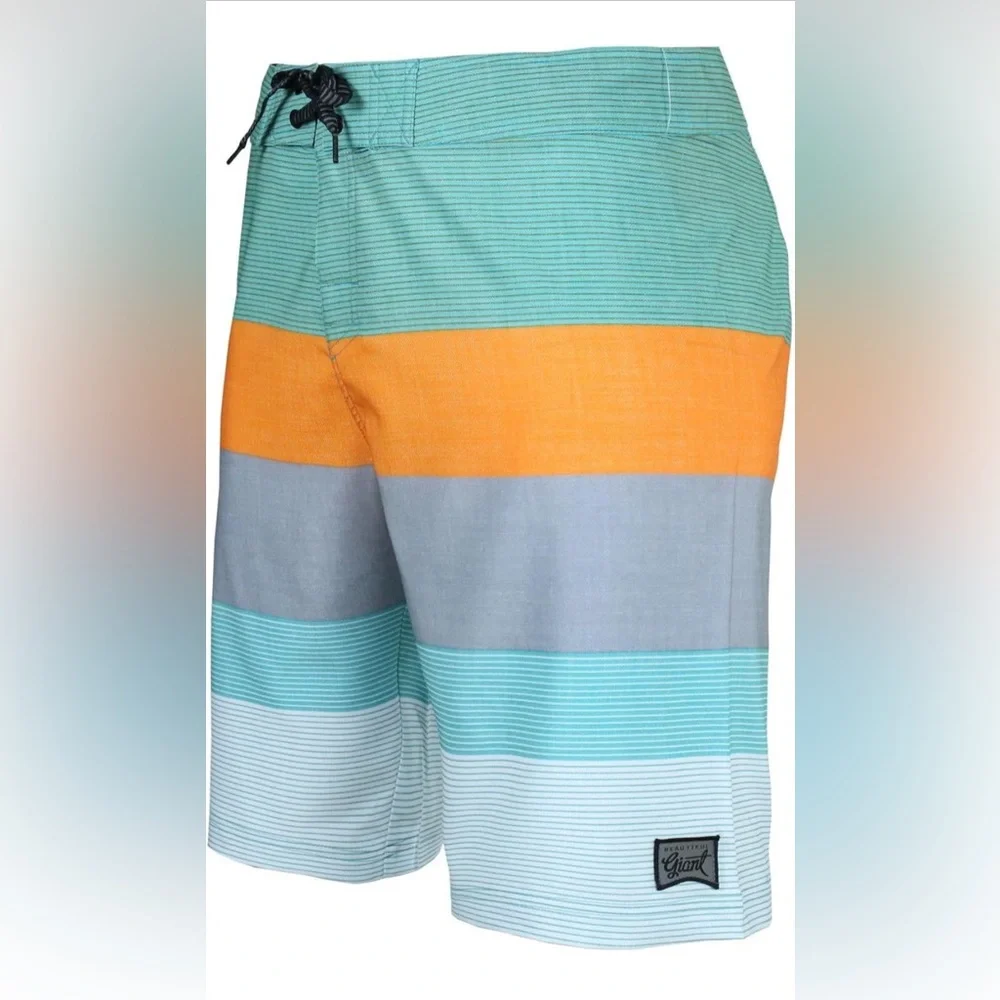 Men's Swim Trunks Quick Dry Board Shorts with Key Keeper, No Mesh Lining Size 32